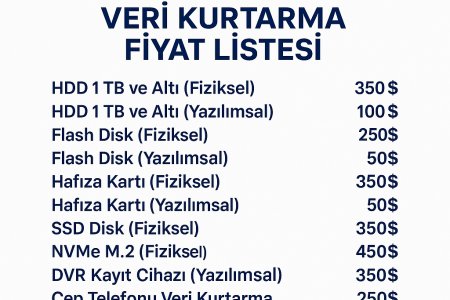 2025 Veri Kurtarma Fiyat Listesi